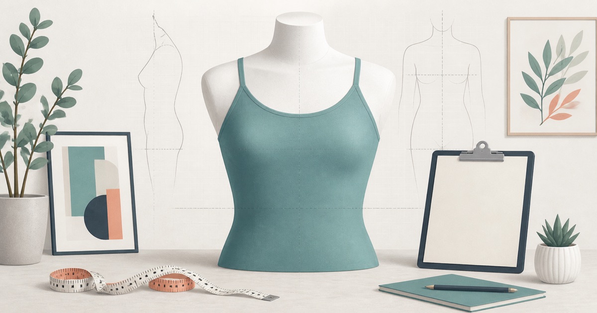 Editorial illustration of a clothed clinical dress form used for consultation planning